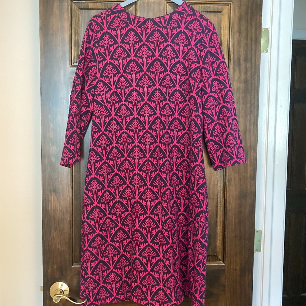 Boden Navy and Fuchsia Jacquard Sheath Dress